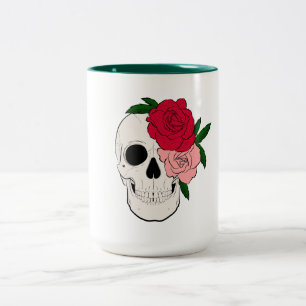 Skull and Roses Two-Tone Coffee Mug