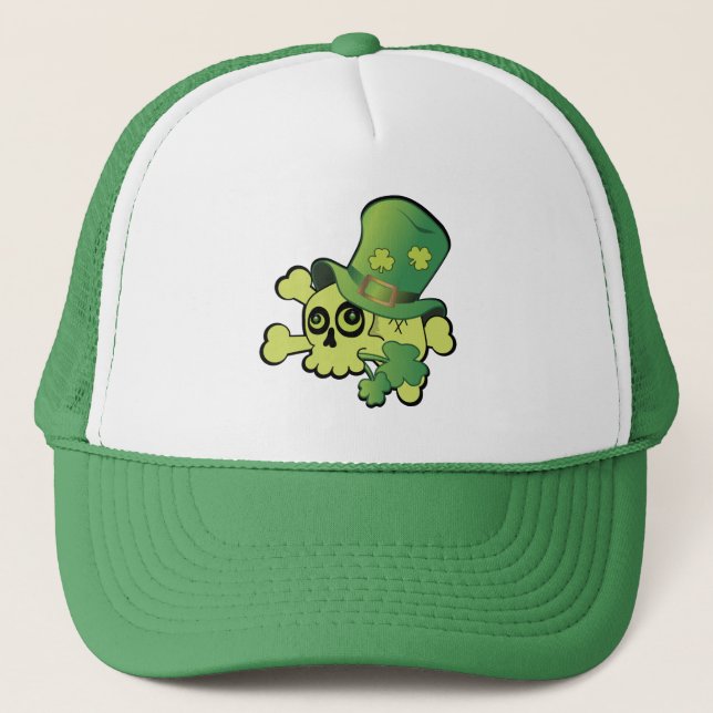 Skull and Shamrocks Trucker Hat (Front)