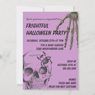 Skull and Skeleton Hand Halloween Invitation