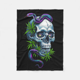 Skull And Snake Design Sticker Fleece Blanket