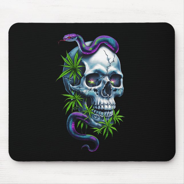 Skull And Snake Design Sticker  Mouse Pad (Front)