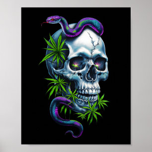Skull And Snake Design Sticker Poster