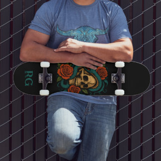 Skull and Snake with Monogram Skateboard