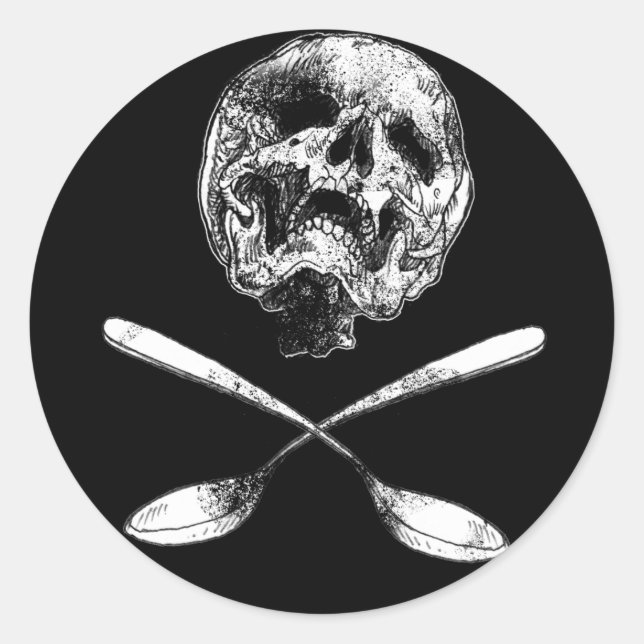 Skull and Spoons Classic Round Sticker (Front)