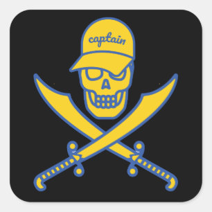 Skull and swords square sticker
