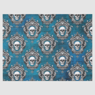 Skull and Teal Gothic Decoupage Tissue Paper