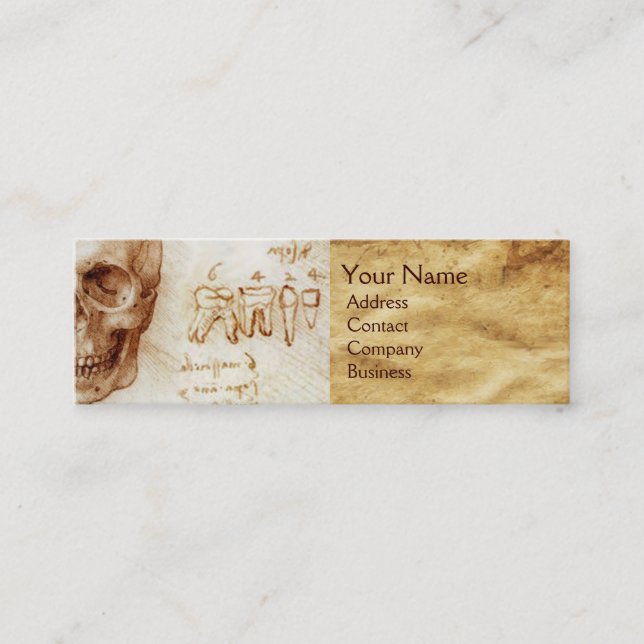 SKULL AND TEETH,DENTAL CLINIC,DENTIST MONOGRAM MINI BUSINESS CARD (Front)