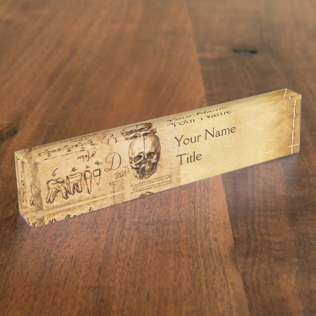 SKULL AND TEETH ,DENTAL CLINIC,DENTIST MONOGRAM NAMEPLATE (Side)