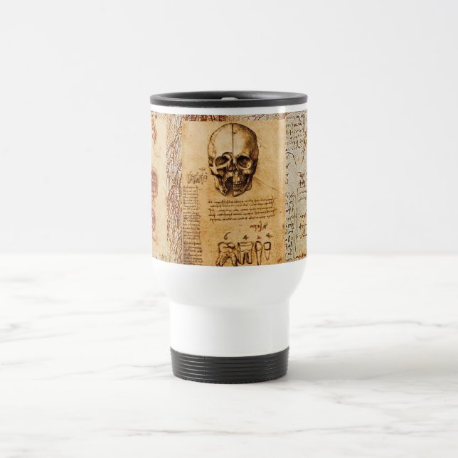 SKULL AND TEETH ,DENTAL CLINIC ,DENTIST Parchment Travel Mug (Center)