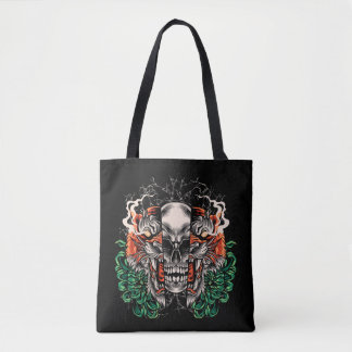 Skull and Tiger Fusion Tote Bag