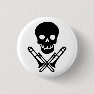 skull and trombones 3 cm round badge