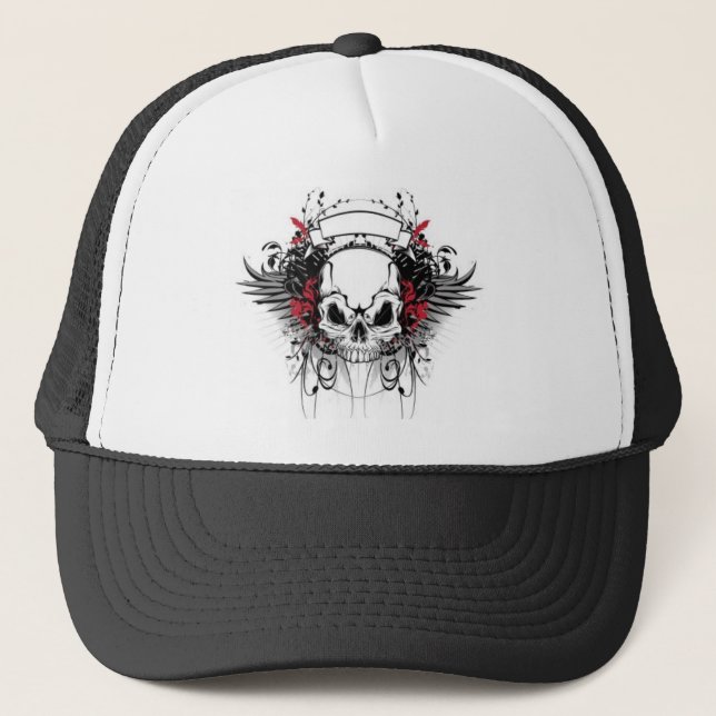 skull-and-wings trucker hat (Front)