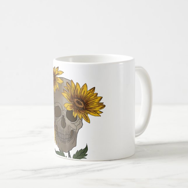 skull anf sunflowers Mug  (Front Right)