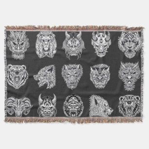  Skull Animal Beast Throw Blanket