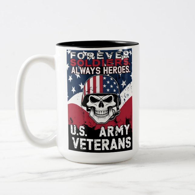 Skull Army Veterans Two-Tone Coffee Mug (Left)