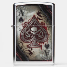Skull Art Ace of Spades - Gothic Playing Card