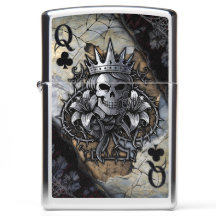 Skull Art Queen of Clubs - Gothic Playing Card