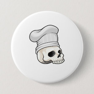Skull as Cook with Chef hat 7.5 Cm Round Badge