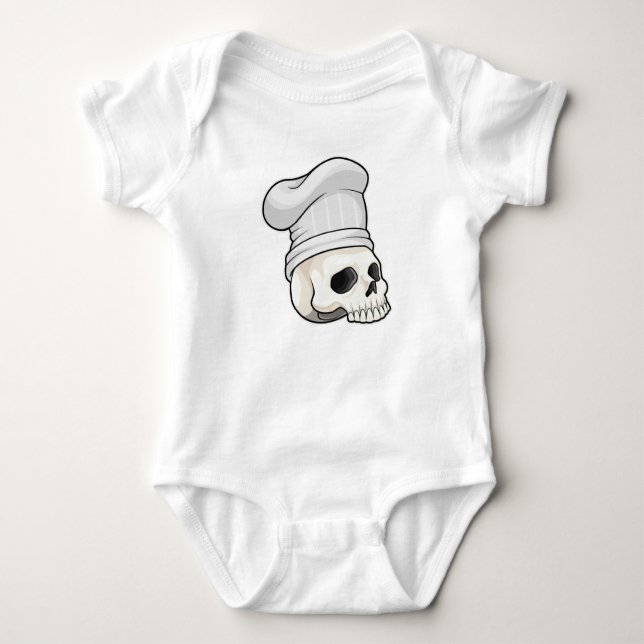 Skull as Cook with Chef hat Baby Bodysuit (Front)