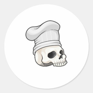 Skull as Cook with Chef hat Classic Round Sticker