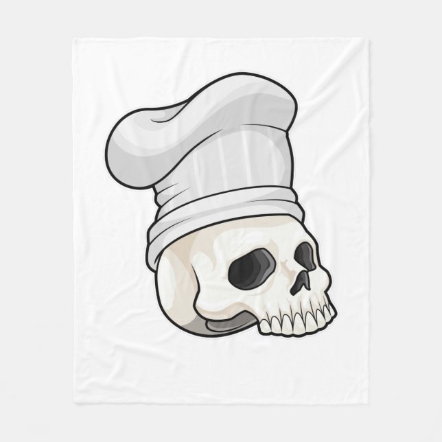Skull as Cook with Chef hat Fleece Blanket (Front)
