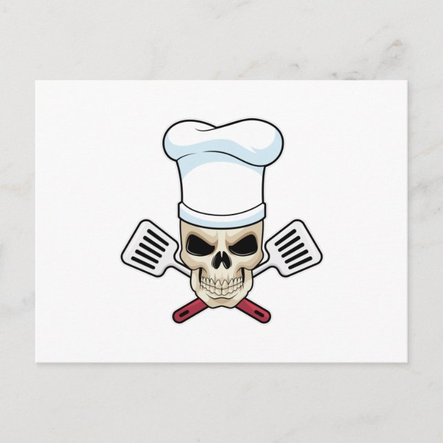 Skull as Cook with Cooking hat Postcard (Front)