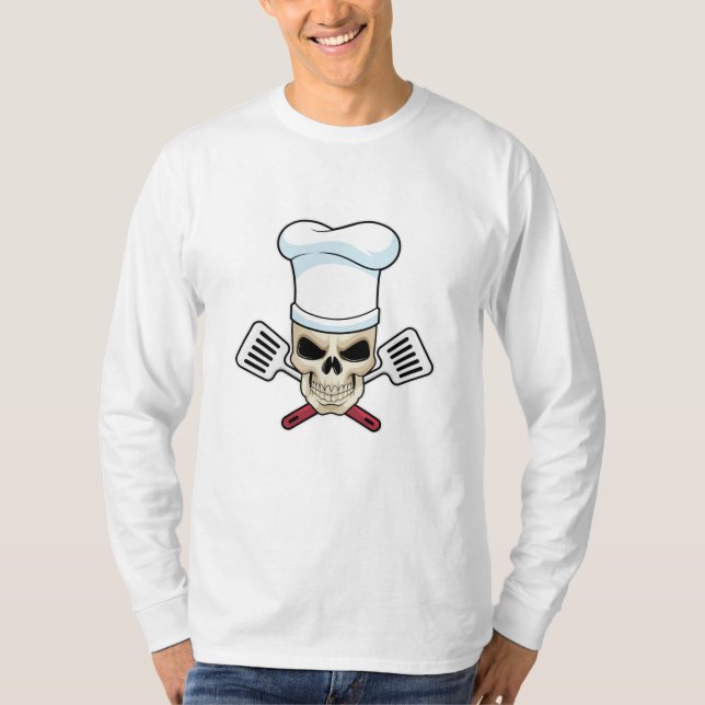 Skull as Cook with Cooking hat T-Shirt (Front)