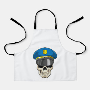 Skull as Police officer with Police hat Apron