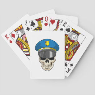 Skull as Police officer with Police hat Playing Cards