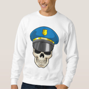 Skull as Police officer with Police hat Sweatshirt