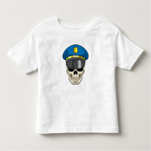 Skull as Police officer with Police hat Toddler T-Shirt