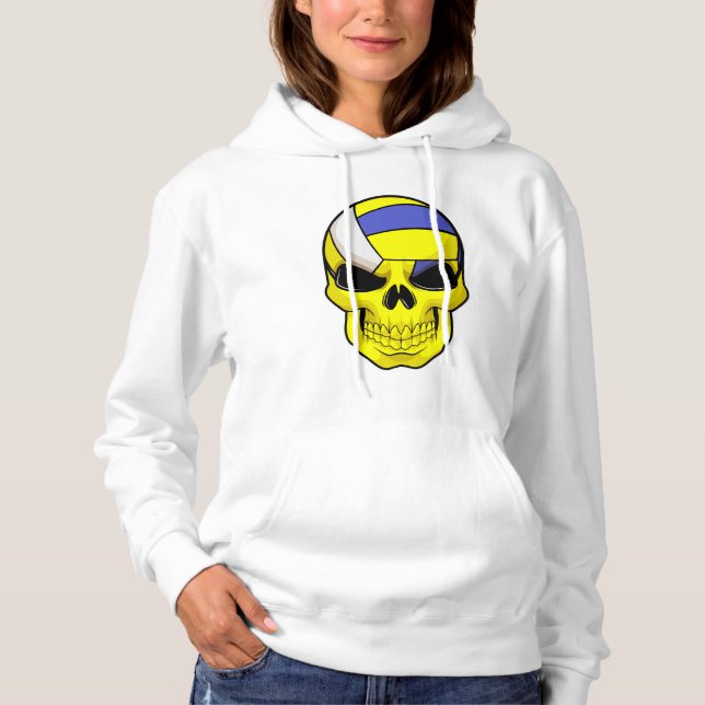 Skull as Volleyball player with Volleyball Hoodie (Front)