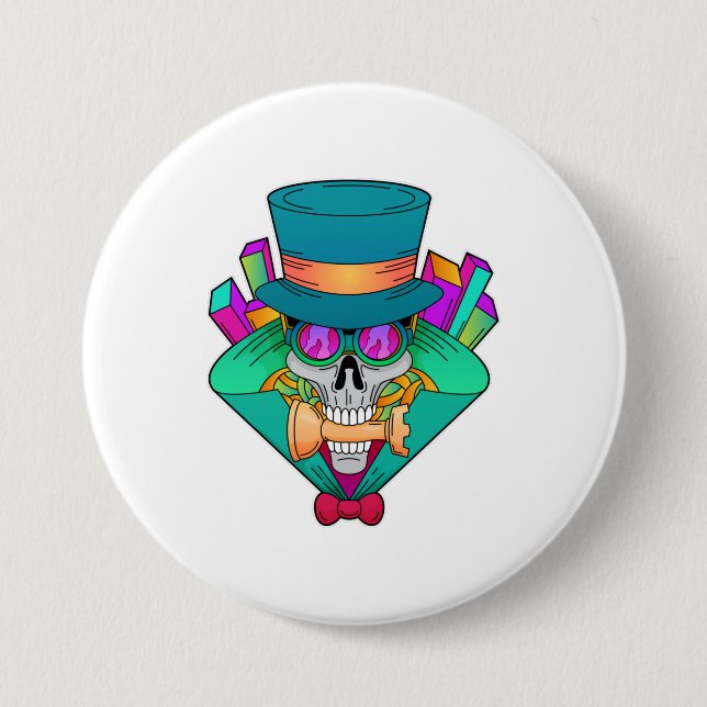 Skull at Chess with Chess piece Rook 7.5 Cm Round Badge (Front)