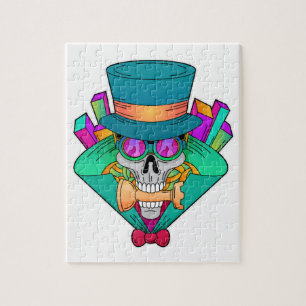 Skull at Chess with Chess piece Rook Jigsaw Puzzle