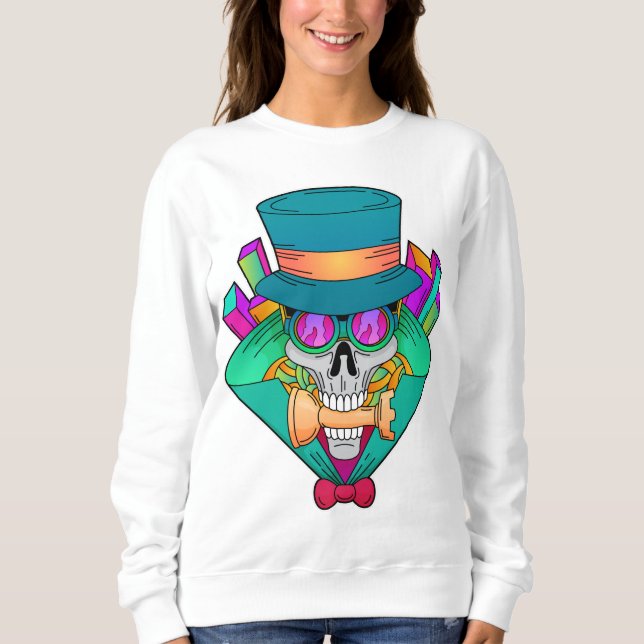 Skull at Chess with Chess piece Rook Sweatshirt (Front)