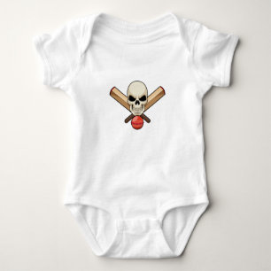 Skull at Cricket with Cricket bat Baby Bodysuit