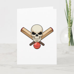 Skull at Cricket with Cricket bat Card