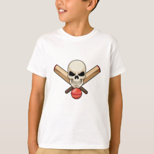 Skull at Cricket with Cricket bat T-Shirt