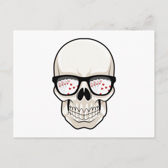 Skull at Poker with Sunglasses Postcard (Front)