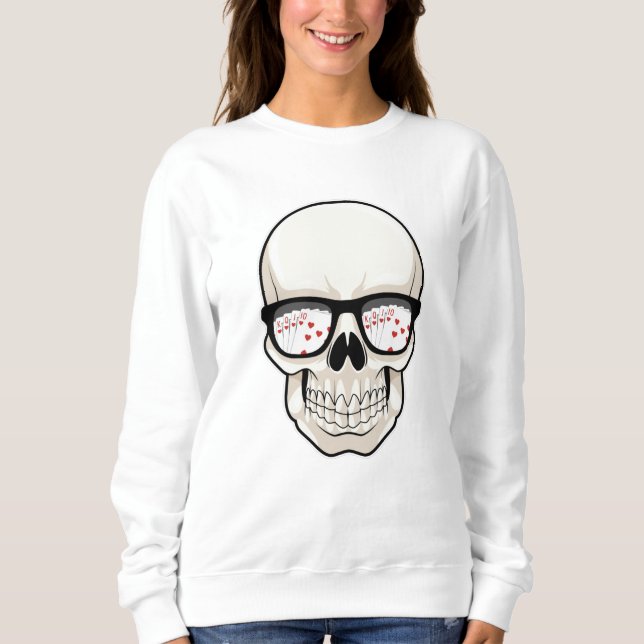 Skull at Poker with Sunglasses Sweatshirt (Front)