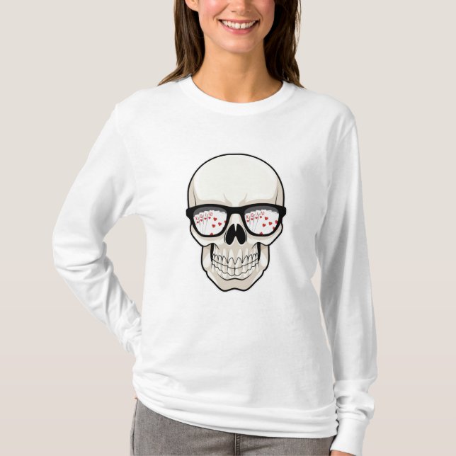 Skull at Poker with Sunglasses T-Shirt (Front)