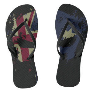 Skull Australian Flag Black Jandals
