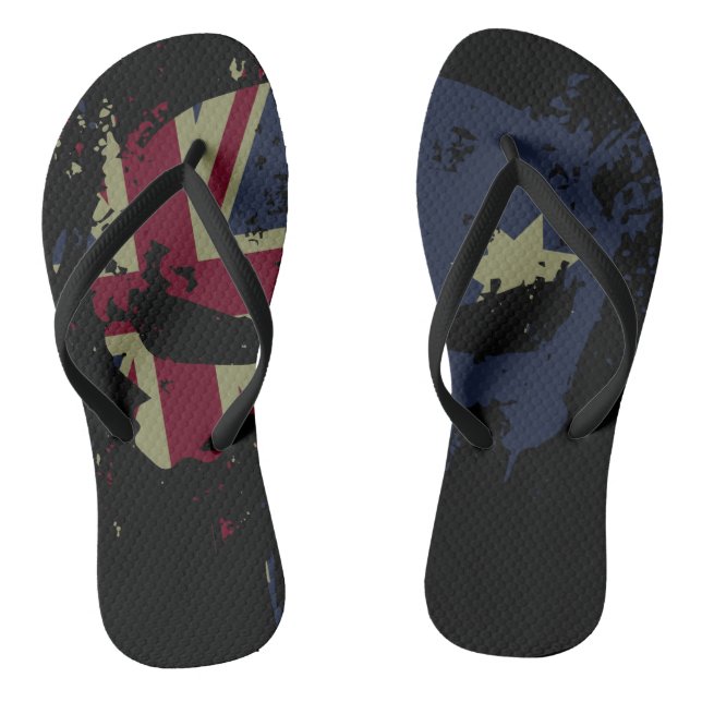Skull Australian Flag Black Jandals (Footbed)