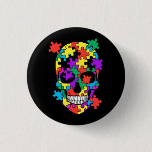 Skull Autism Awareness Mum Dad Kid Autism Supporti 3 Cm Round Badge