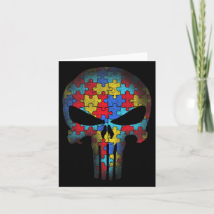 Skull Autism Awareness Tee Mum Dad Kids Autism  Card