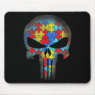 Skull Autism Awareness Tee Mum Dad Kids Autism T-S Mouse Pad