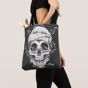 Skull Barbed Wire Tote Bag