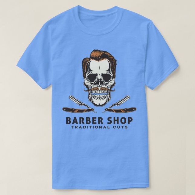 Skull Barber Shop T-Shirt (Design Front)