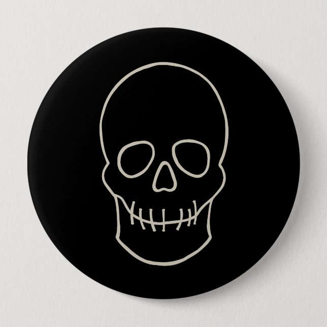 Skull - Bat Black and Bone White 10 Cm Round Badge (Front)