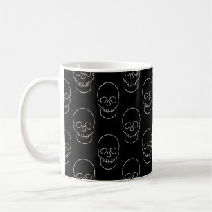 Skull - Bat Black and Bone White Coffee Mug
